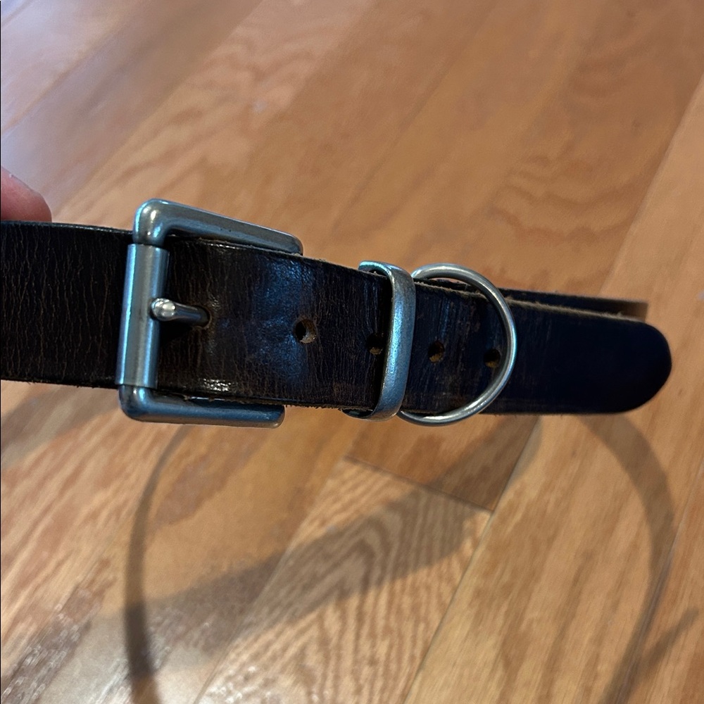 Banana Republic Dark Brown Leather Belt with Silver Buckle Made in England